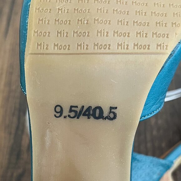 Miz Mooz Jay Mary Jane Pump Heel Embossed Leather Retro Size 9.5 EU 40.5 in Teal - Picture 12 of 16